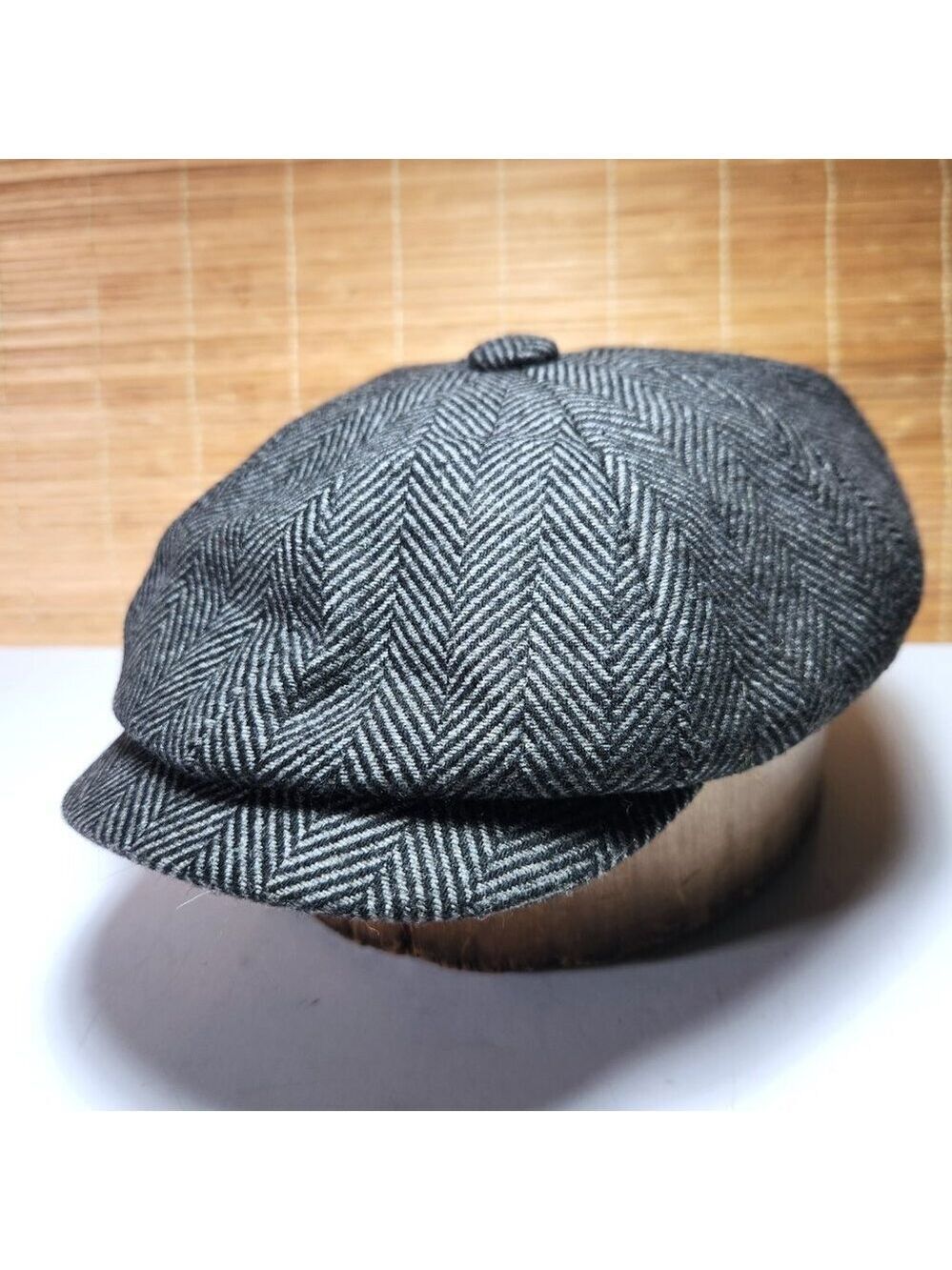 Gamble Gunn Shelby Newsboy Hat 57cm 7 Grey Black Herringbone Peaky Blinders Cap